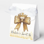 Goldene Eleganz: Sweet 16 Crown & Bow Glitzer Geschenkschachtel (Vorderseite)