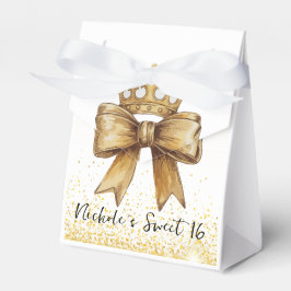 Goldene Eleganz: Sweet 16 Crown & Bow Glitzer Geschenkschachtel