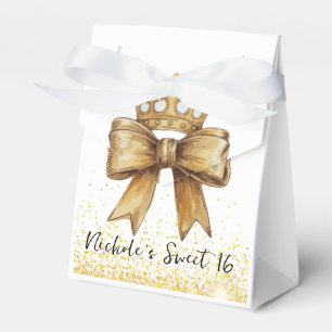 Goldene Eleganz: Sweet 16 Crown & Bow Glitzer Geschenkschachtel
