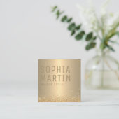 Goldene Eleganz Unterschrift Quadratische Visitenkarte (Stehend Vorderseite)