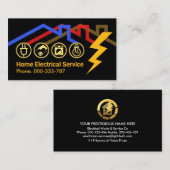 Goldene elektrische Icons Dachblitz Visitenkarte (Vorne/Hinten)