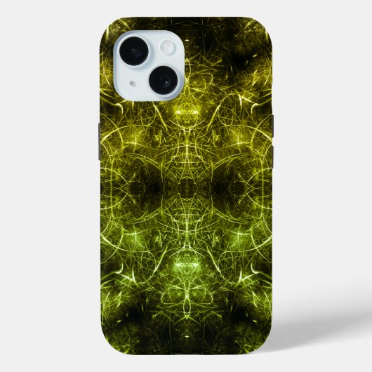 Goldene elektrische Plasma-Fraktal-Kunst Case-Mate iPhone Hülle (Rückseite)
