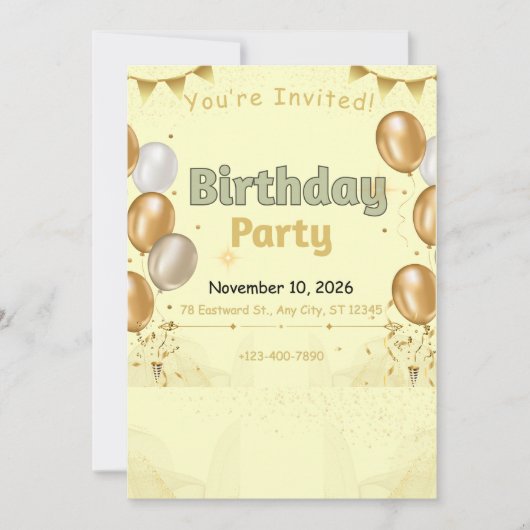 Goldene Elemente Geburtstag Einladung (Vorderseite)