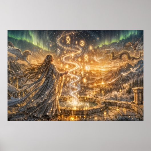 Goldene Elfen Fantasy Licht Impressionistische Fan Poster (Vorne)