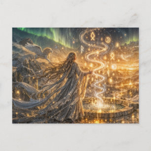 Goldene Elfen Fantasy Licht Impressionistische Fan Postkarte