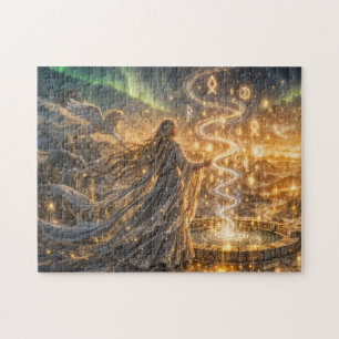 Goldene Elfen Fantasy Licht Impressionistische Fan Puzzle