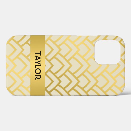 Goldene Elfenbeinkunst Deko Geometrisches Muster p Case-Mate iPhone Hülle (Rückseite (Horizontal))
