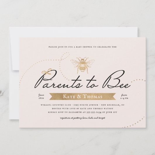 Goldene Eltern zum Kinderduschen Einladung (Vorderseite)