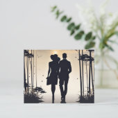 Goldene Embrace Silhouette der Liebe bei Sonnenunt Postkarte (Stehend Vorderseite)