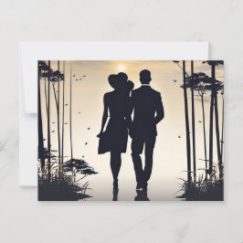 Goldene Embrace Silhouette der Liebe bei Sonnenunt Postkarte