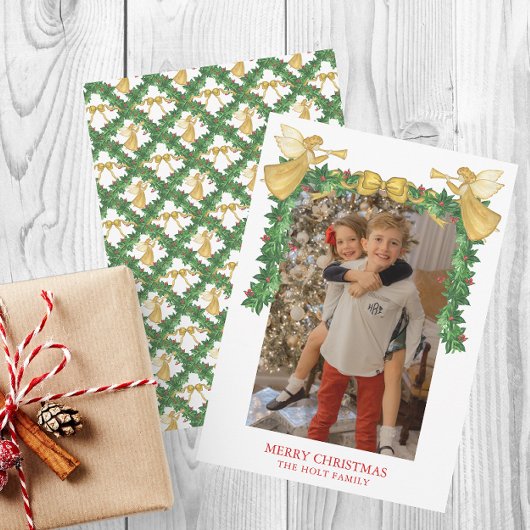 Goldene Engel Garni Feiertagskarte