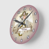 Goldene Engel-Herzuhr Runde Wanduhr (Winkel)