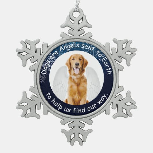 Goldene Engels-Verzierung Schneeflocken Zinn-Ornament (Vorderseite)