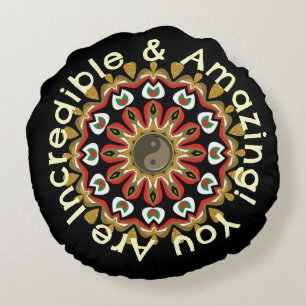 Goldene Engels Yin Yang Mandala Rundes Kissen