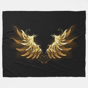 Goldene Engelsflügel auf schwarzem Hintergrund Fleecedecke