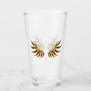 Goldene Engelsflügel auf schwarzem Hintergrund Glas
