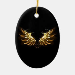 Goldene Engelsflügel auf schwarzem Hintergrund Keramik Ornament