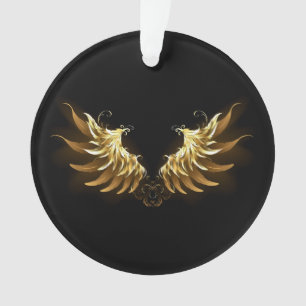 Goldene Engelsflügel auf schwarzem Hintergrund Ornament