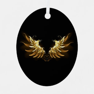 Goldene Engelsflügel auf schwarzem Hintergrund Ornament Aus Metall