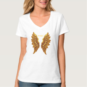 Goldene Engelsflügel Design T-Shirt