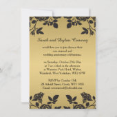 Goldene englische Rose über schwarze Vow-Erneuerun Einladung (Rückseite)