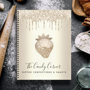 Goldene Erdbeer Glitter Tropfen Konfekt Süßigkeite Notizblock