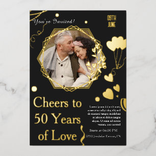 Goldene Erinnerungen - 50 Jahre Liebe gefeiert Folieneinladung
