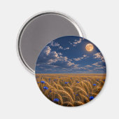 Goldene Erntemond Magnet (Vorderseite/Rückseite)