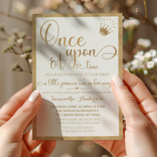 Goldene Es-war-einmal-Prinzessin-Baby-Party Einladung