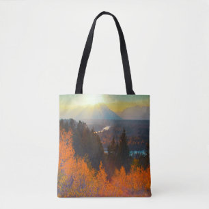 Goldene Espen oberhalb des Snake River bei Sonnenu Tasche