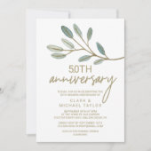 Goldene Eukalyptus 50. Hochzeitstag Einladung (Vorderseite)