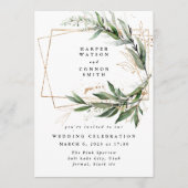 Goldene Eukalyptus Elegante Grüne Moss Einladung (Vorderseite)