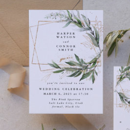 Goldene Eukalyptus Elegante Grüne Moss Einladung