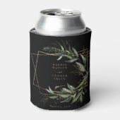Goldene Eukalyptus Elegante Schwarze Hochzeit Dosenkühler (Kanne Vorderseite)