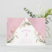 Goldene Eukalyptus Elegantes Party Rosa Einladung (Stehend Vorderseite)