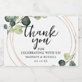 Goldene Eukalyptus-Grüne Hochzeit Schaumweinetikett (Einzelnes Label)