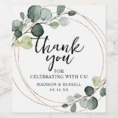 Goldene Eukalyptus-Grüne Hochzeit Weinetikett (Einzelnes Label)