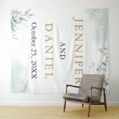 Goldene Eukalyptus-Grüne Hochzeitskabine Wandteppich (Beispiel (Horizontal))