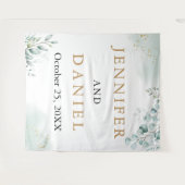 Goldene Eukalyptus-Grüne Hochzeitskabine Wandteppich (Vorderseite (Horizontal))