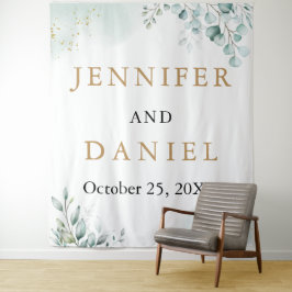 Goldene Eukalyptus-Grüne Hochzeitskabine Wandteppich