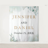 Goldene Eukalyptus-Grüne Hochzeitskabine Wandteppich (Vorderseite)