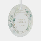 Goldene Eukalyptus-Grüne neu verheiratet Ornament Aus Glas (Vorderseite Rechts)