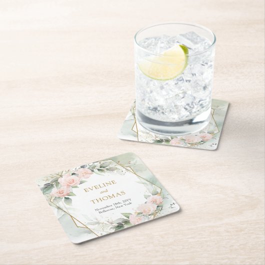 Goldene Eukalyptus-Hochzeit Rechteckiger Pappuntersetzer (Vor Ort)