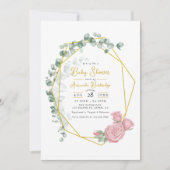 Goldene Eukalyptus & Roses Kinderdusche Einladung (Vorderseite)