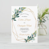 Goldene Eukalyptusgoldene Hochzeit Einladung (Stehend Vorderseite)
