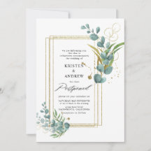 Goldene Eukalyptusgrün verschoben Hochzeit