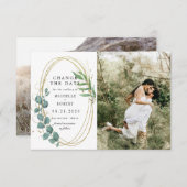 goldene Eukalyptusgrün zwei Foto Ändern des Datums Einladung (Vorne/Hinten)