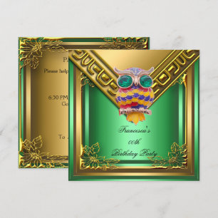 Goldene Eule Elite Elegante Geburtstagsfeier Grün Einladung