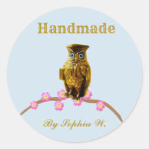 Goldene Eule Handmade Aufkleber