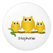 Goldene Eulen-Dekoration Personalized Keramikknauf (Vorderseite)